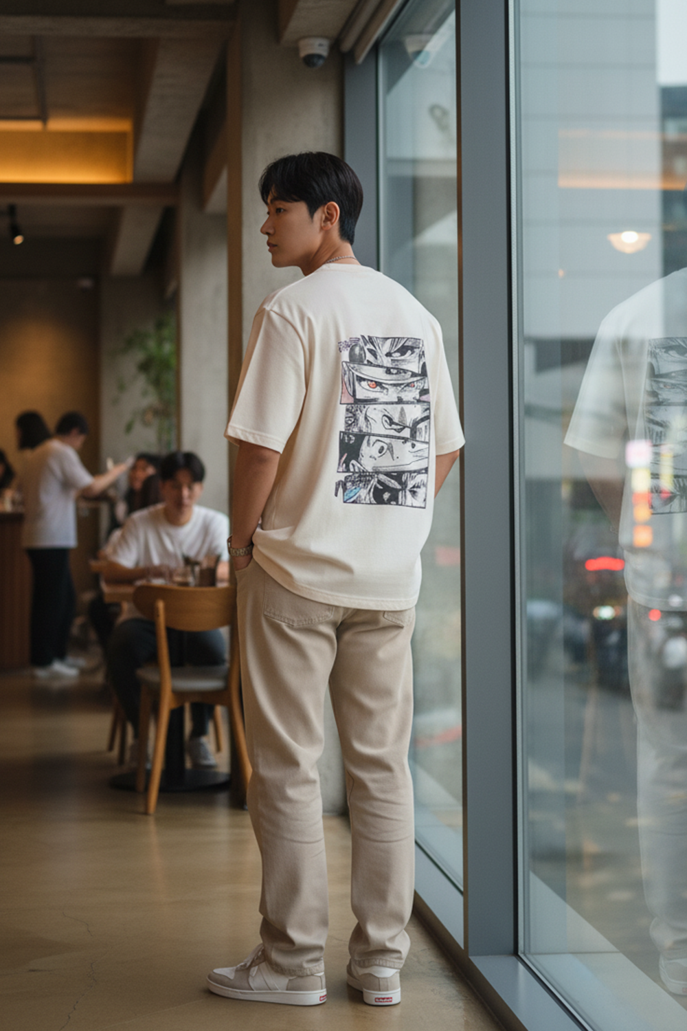 Streetwear Oversized Tee with Anime Panels