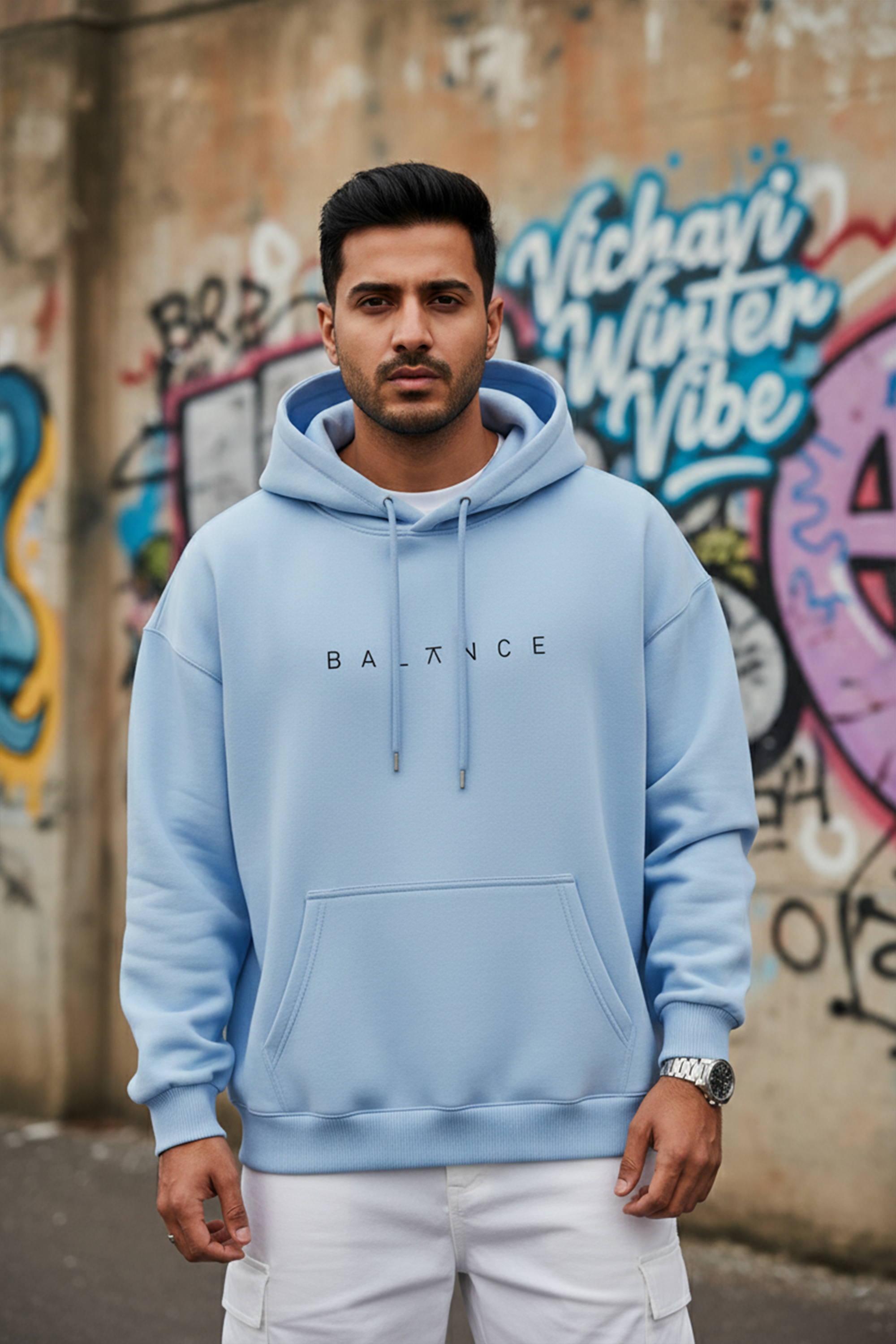 Balance Streetwear Hoodie — Light Blue