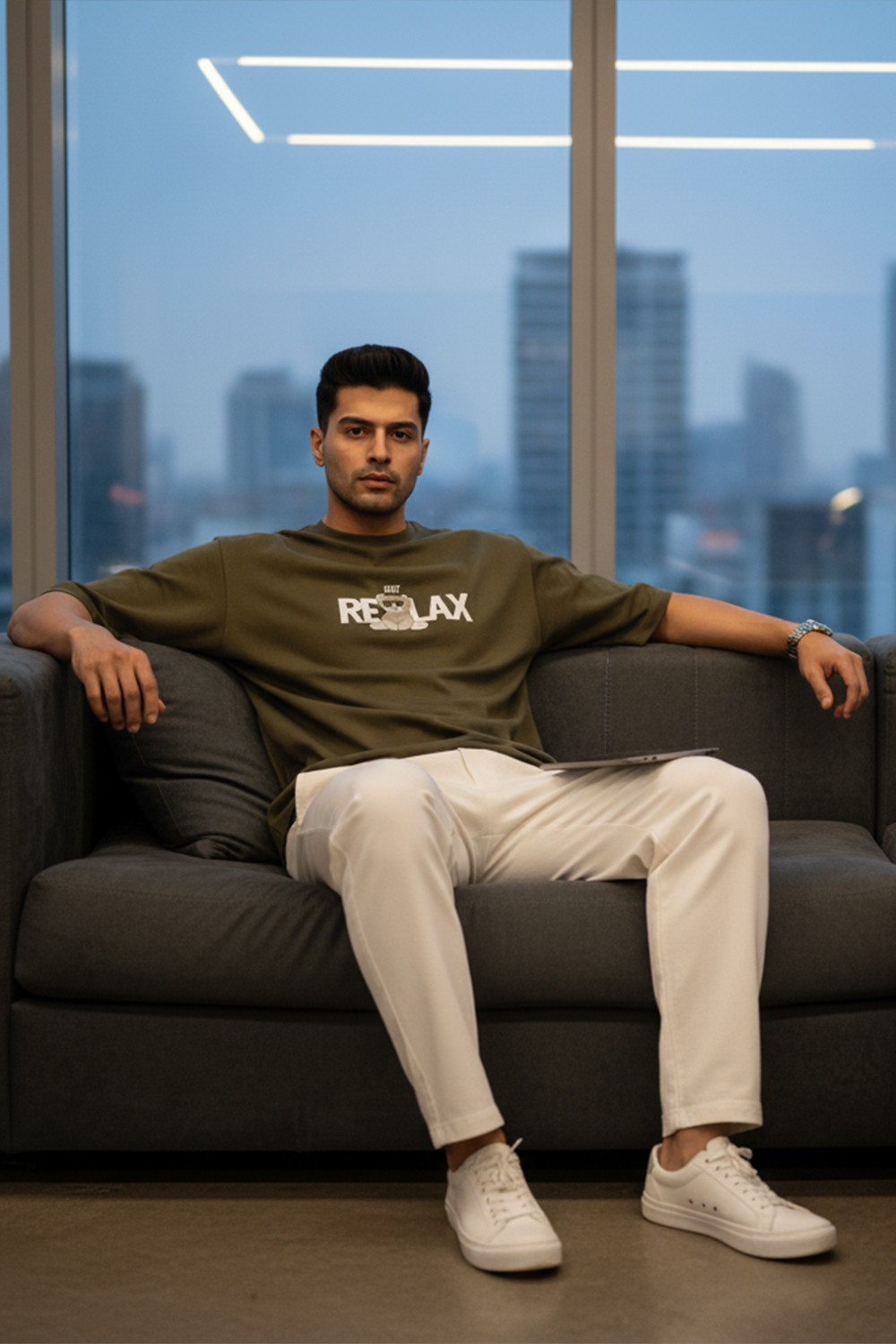 Oversized “Just Relax” Bear Tee