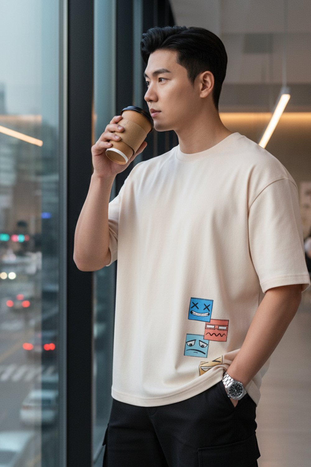 Playful Stack Graphic Oversize Tee