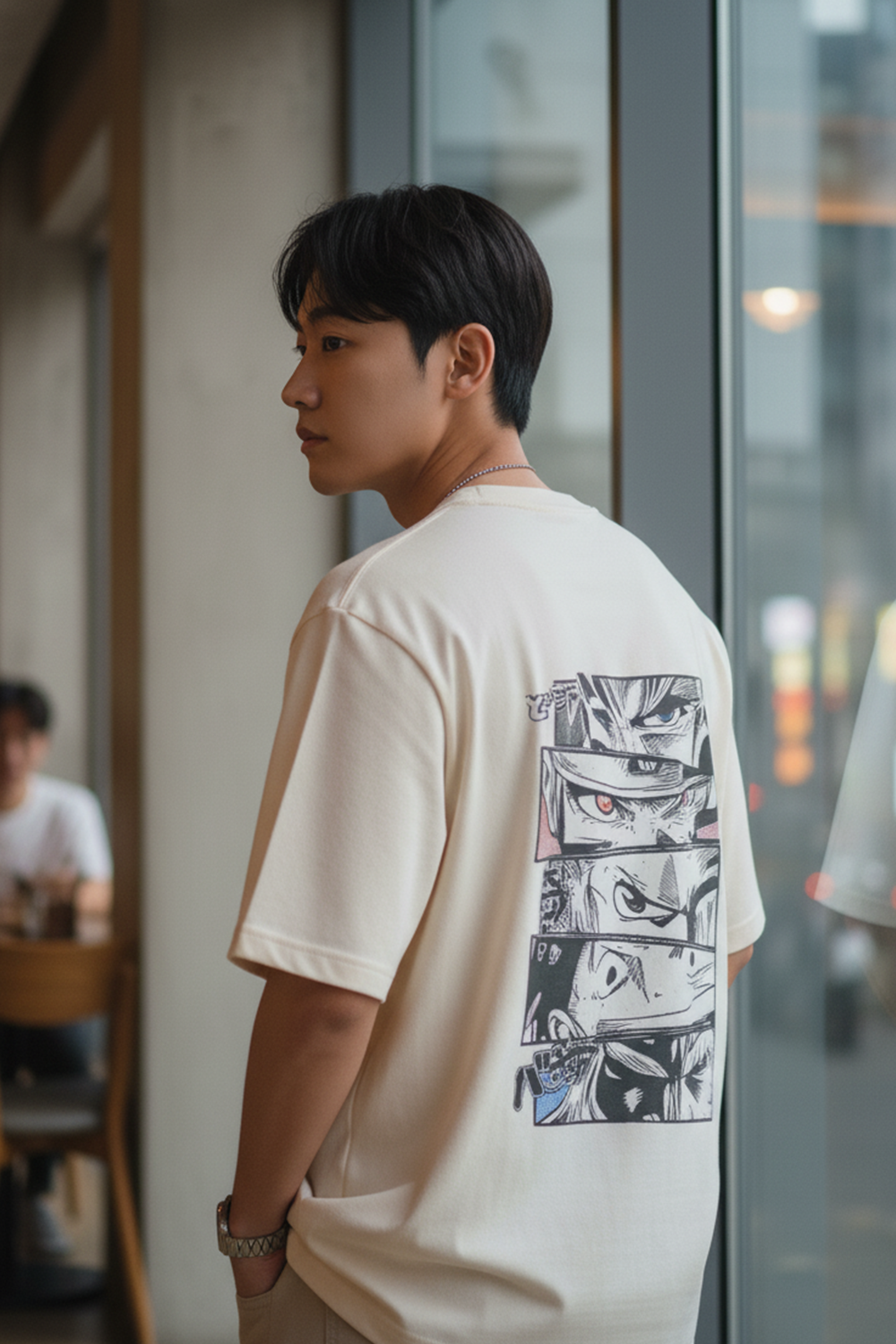 Streetwear Oversized Tee with Anime Panels