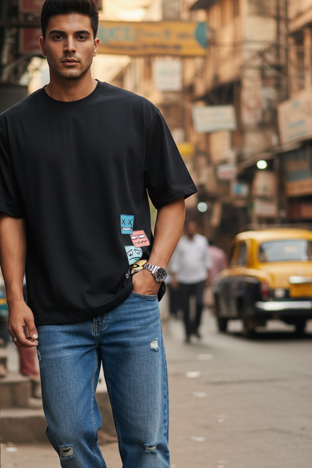 Playful Stack Graphic Oversize Tee