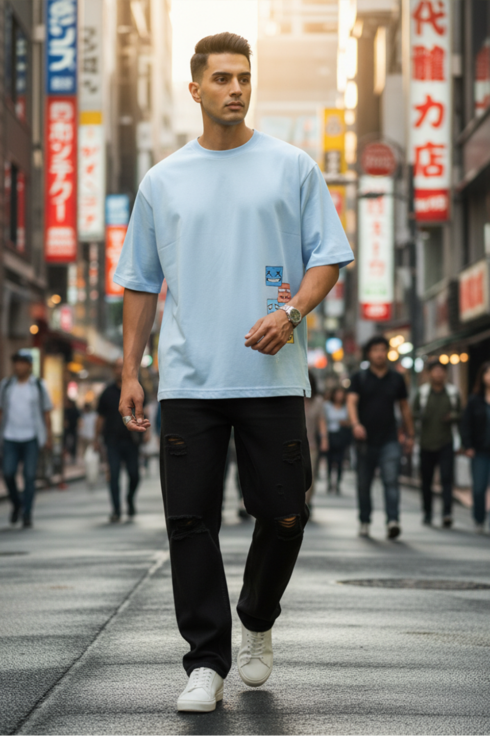 Playful Stack Graphic Oversize Tee