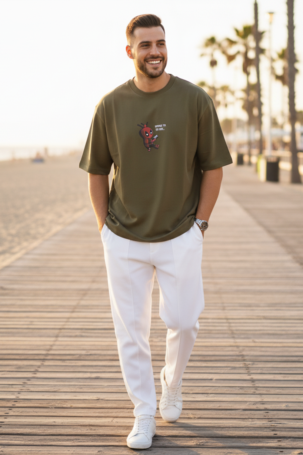 Cute Deadpool Graphic Streetwear Men’s Oversized Tee