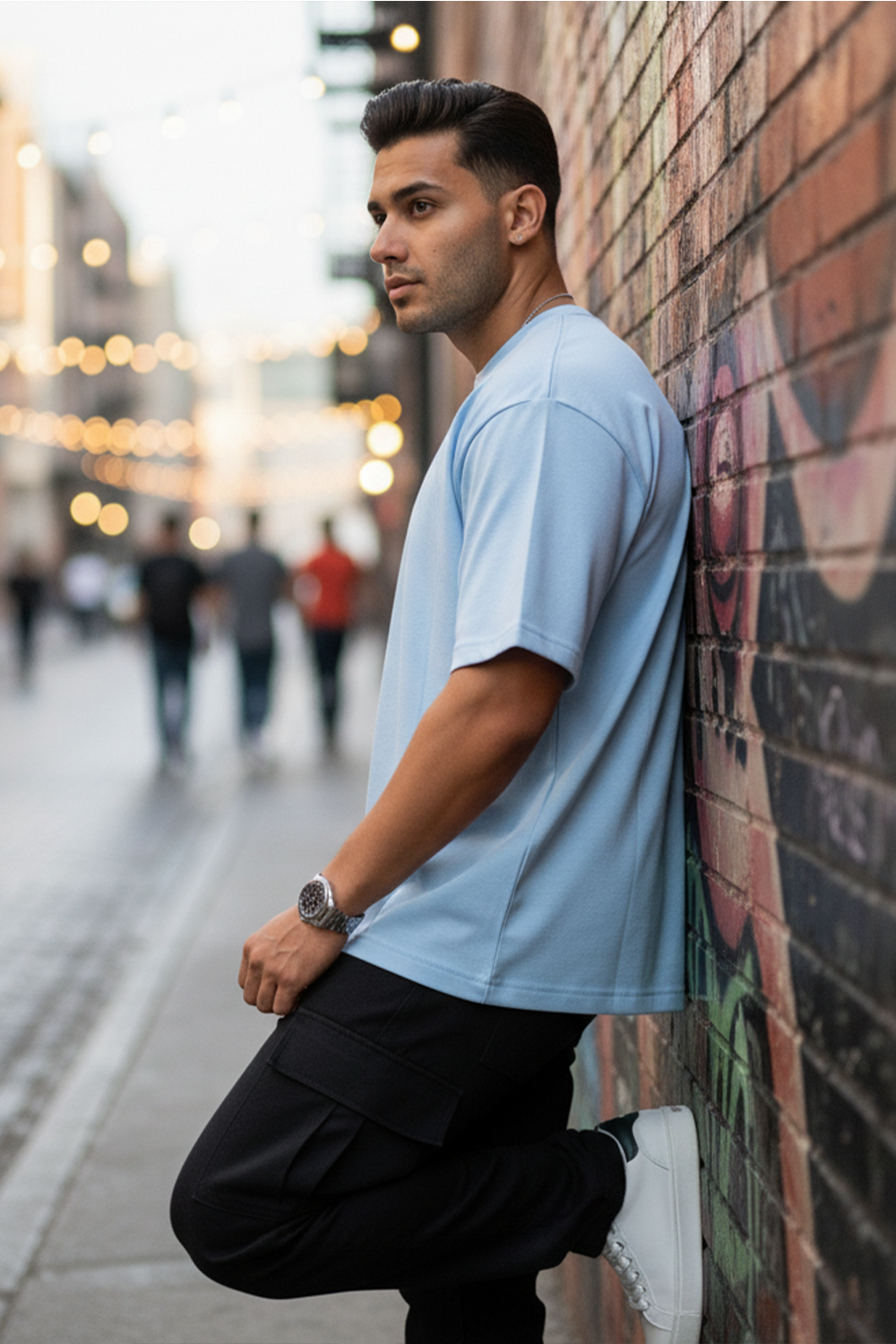 Urban Wave Oversized Tee – Street Edition | Blue
