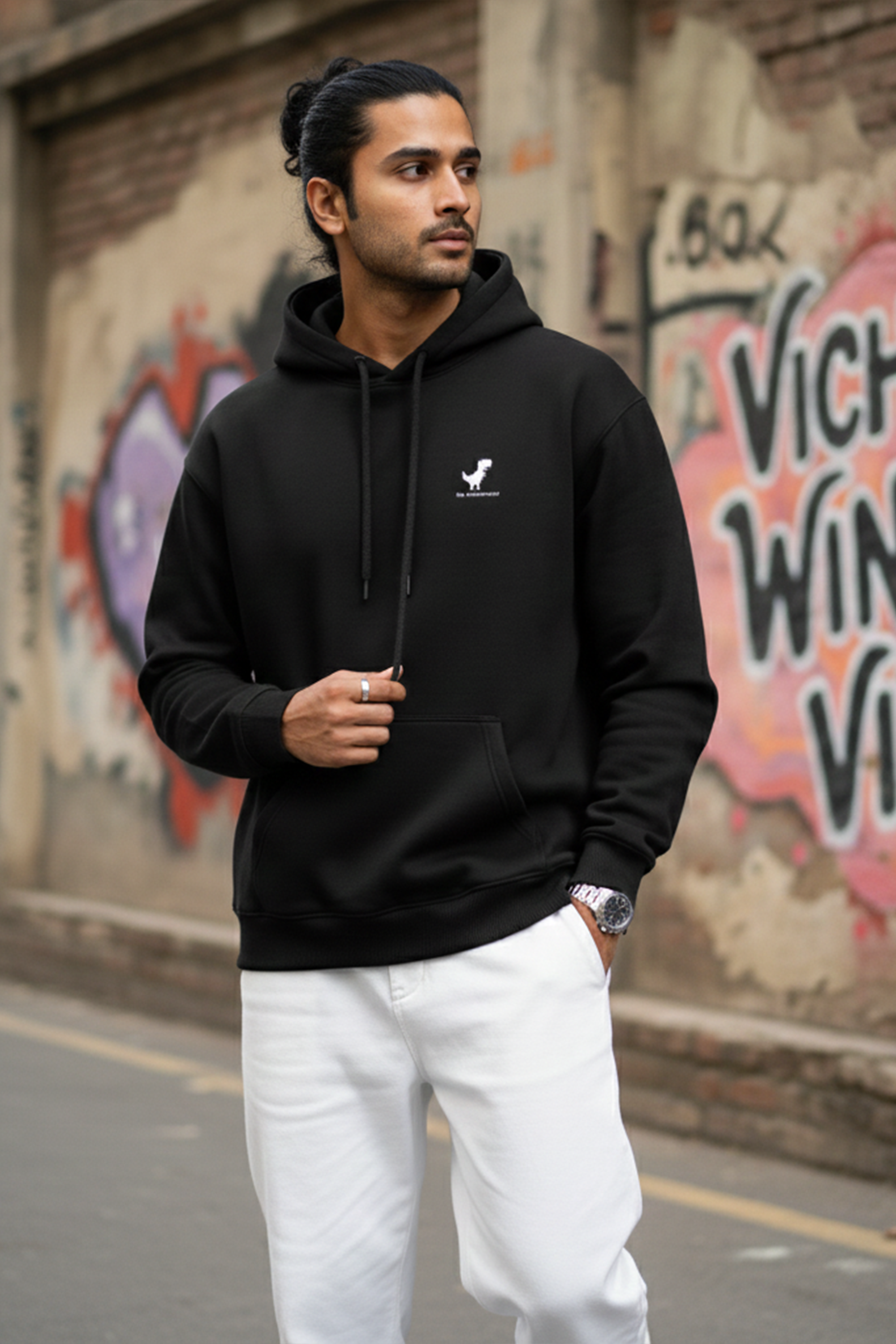 No Connection Dino Hoodie — Black