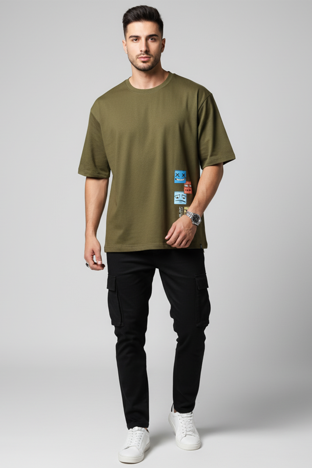 Playful Stack Graphic Oversize Tee