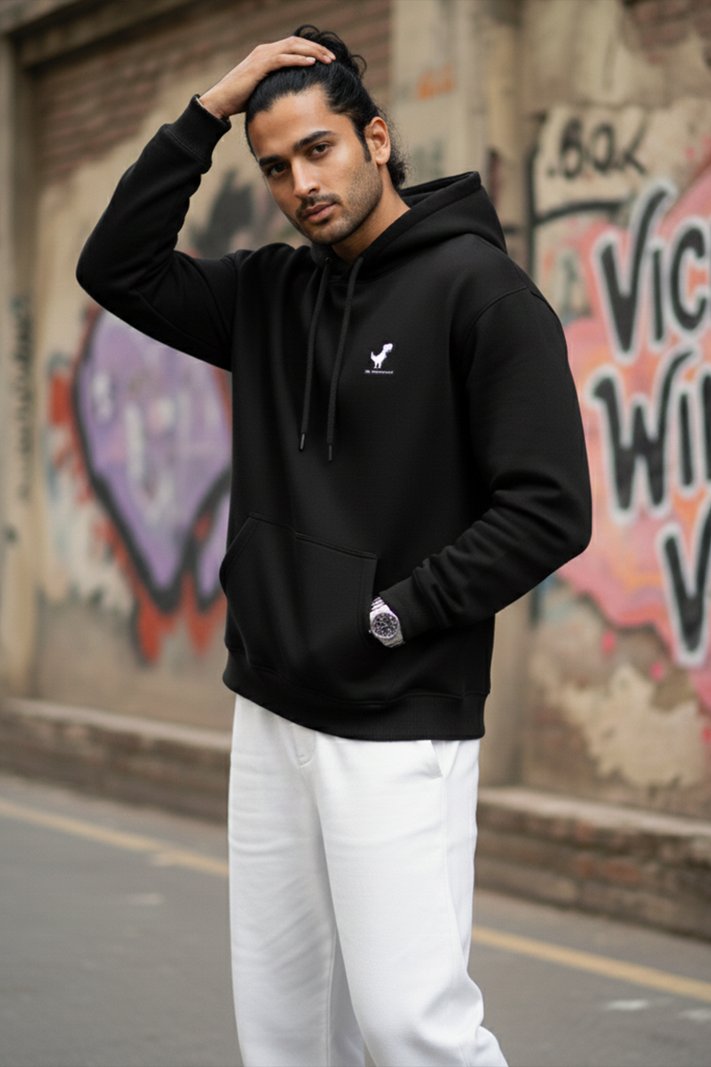 No Connection Dino Hoodie — Black