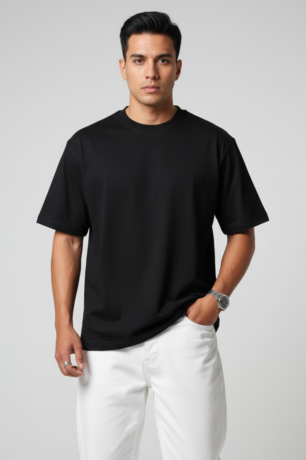 Classic Plain Oversize T‑Shirt | Black