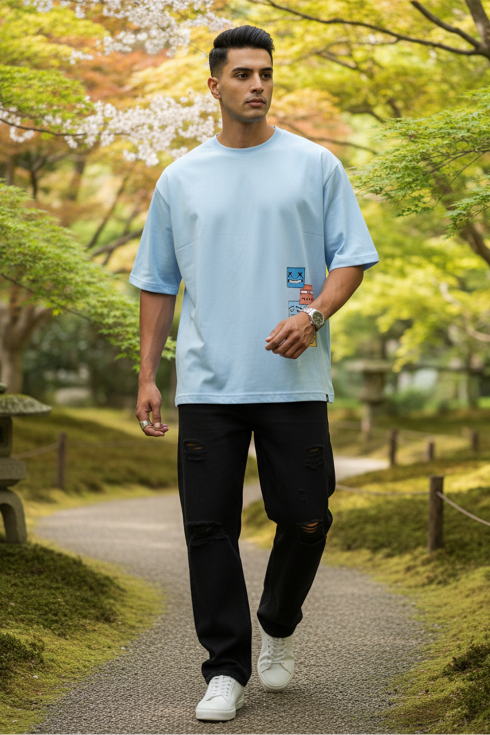 Playful Stack Graphic Oversize Tee