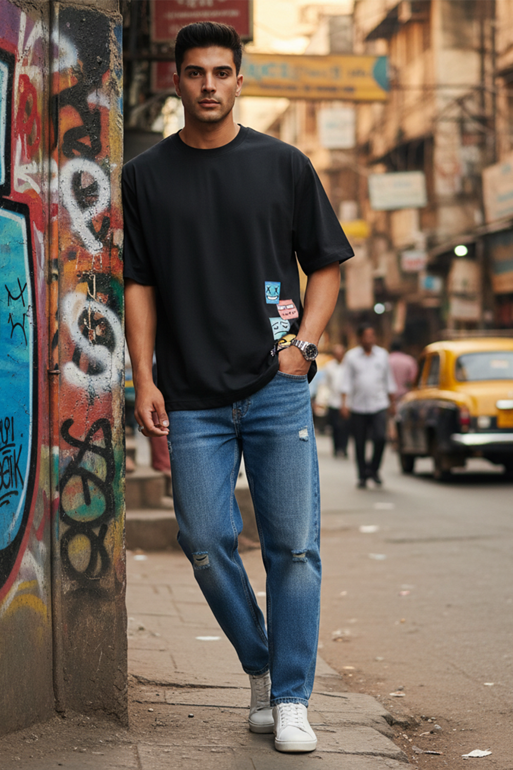 Playful Stack Graphic Oversize Tee