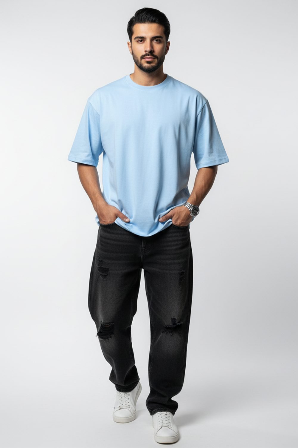 Classic Plain Oversize T‑Shirt | Light Blue