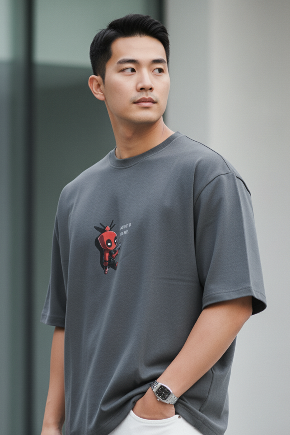 Cute Deadpool Graphic Streetwear Men’s Oversized Tee