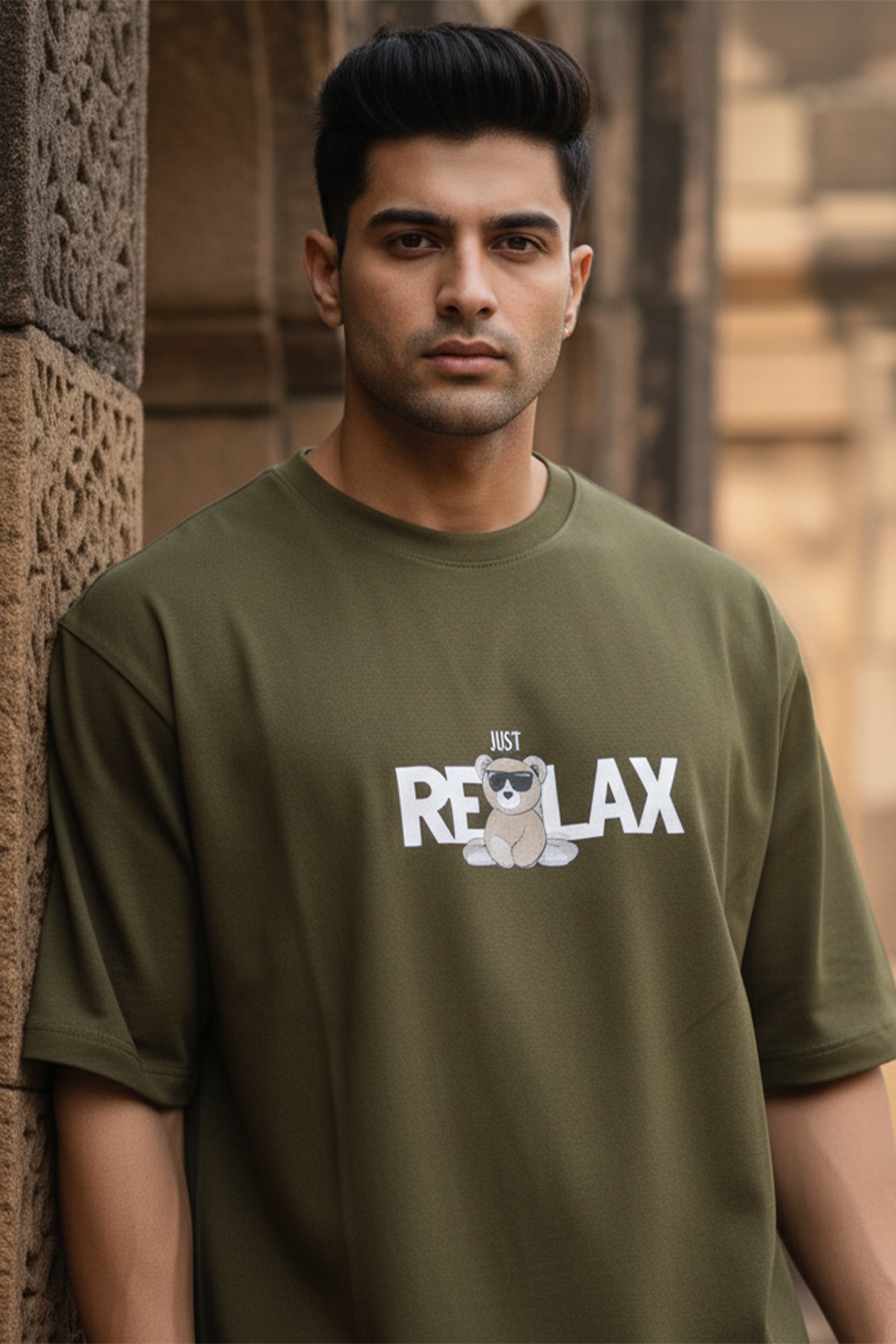 Oversized “Just Relax” Bear Tee