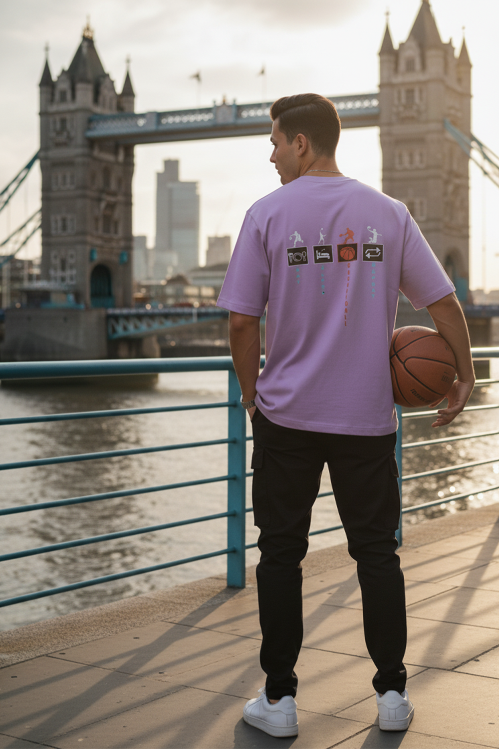 Eat Sleep Basketball Repeat Oversized Tee