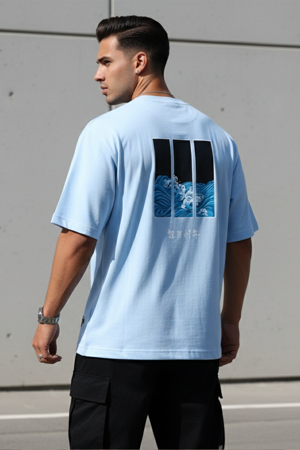 Urban Wave Oversized Tee – Street Edition | Blue