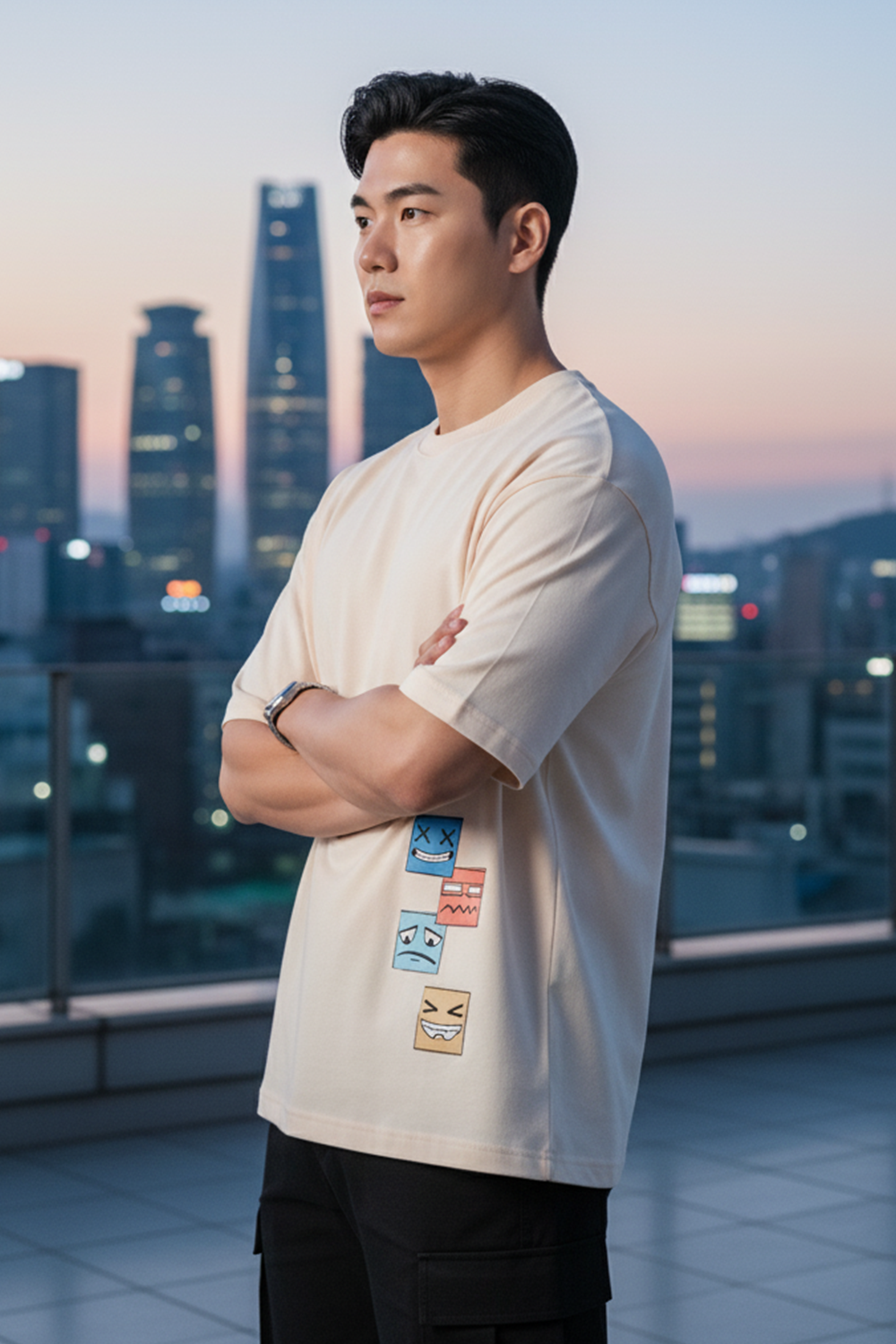 Playful Stack Graphic Oversize Tee