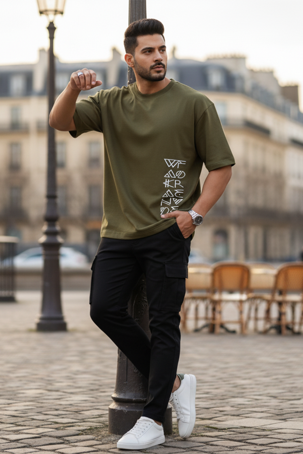 Abstract Letter Print Oversized Tee