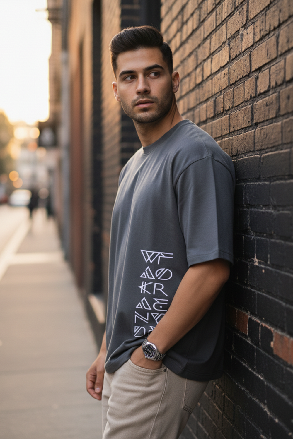 Abstract Letter Print Oversized Tee