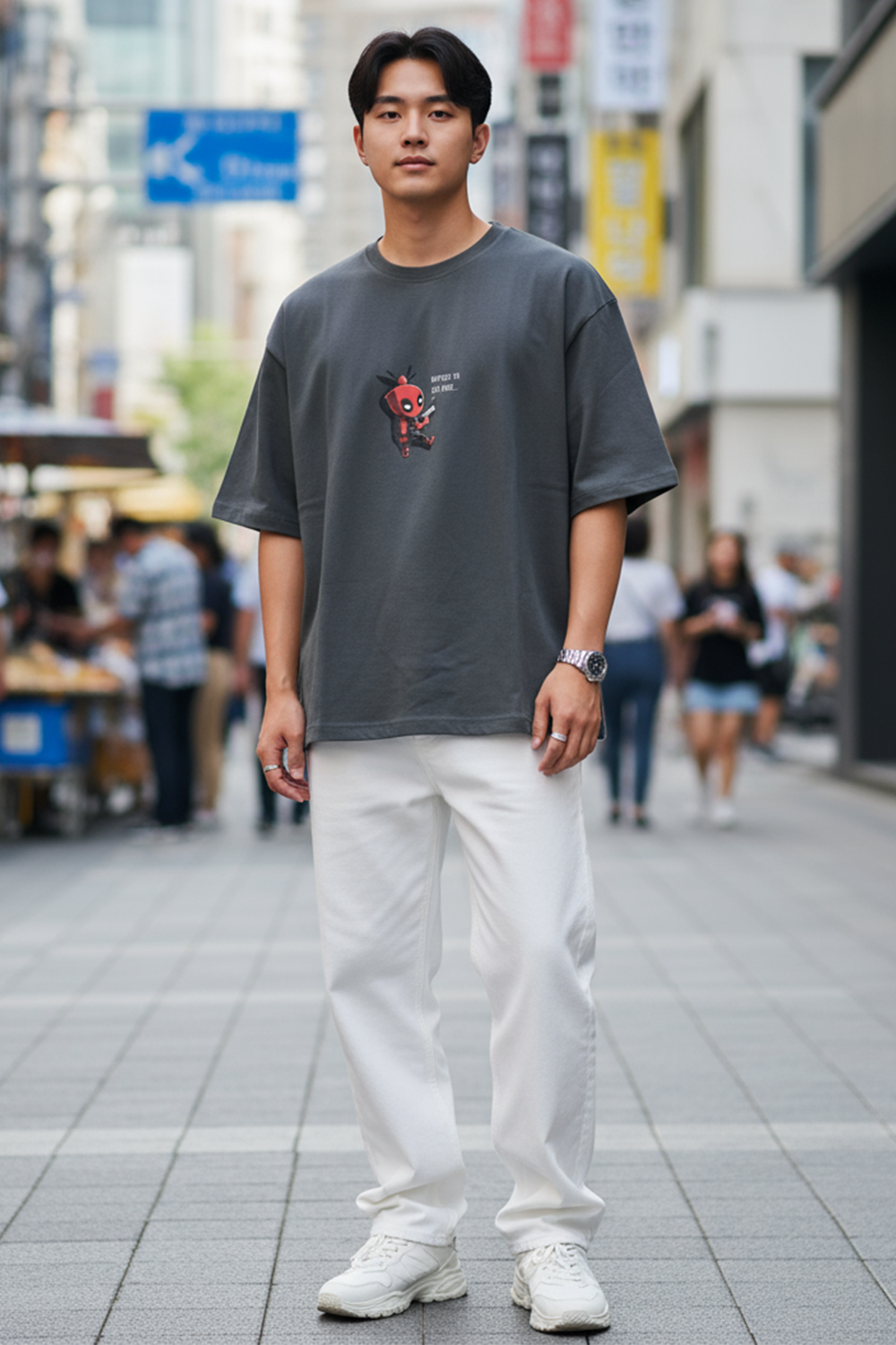 Cute Deadpool Graphic Streetwear Men’s Oversized Tee