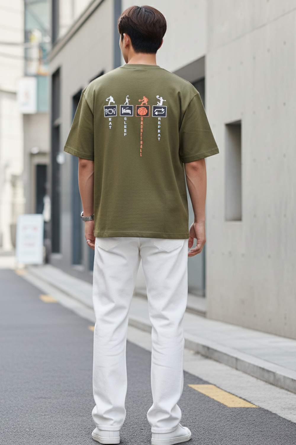 Eat Sleep Basketball Repeat Oversized Tee