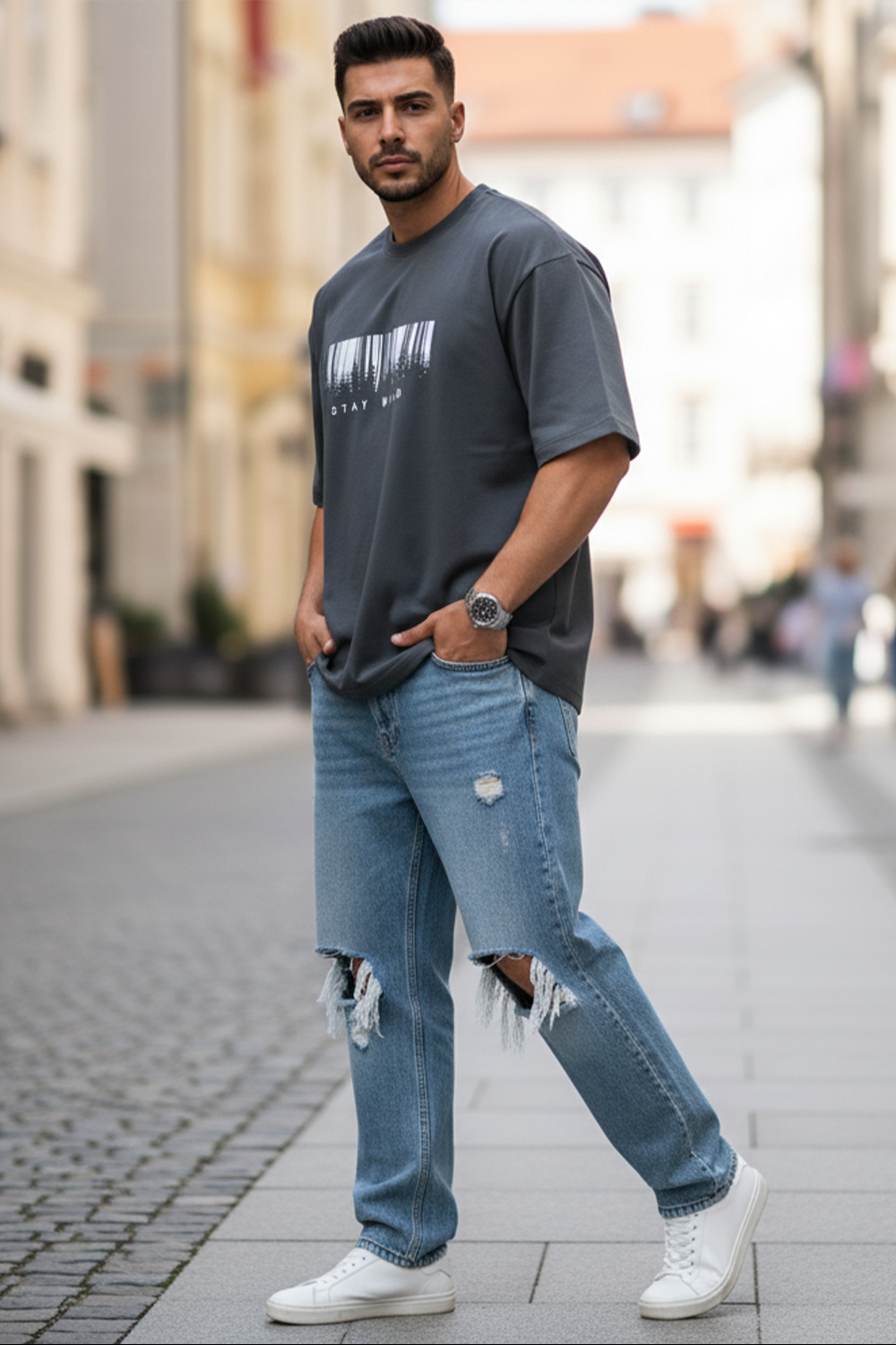 Stay Wild Streetwear Oversized Tee