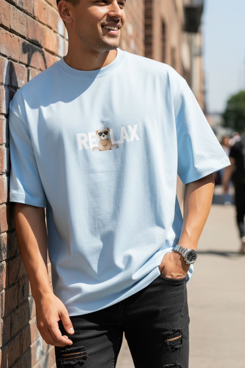 Oversized “Just Relax” Bear Tee