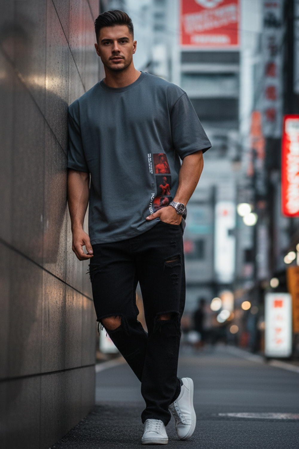 Side Graphic Streetwear Oversized Tee