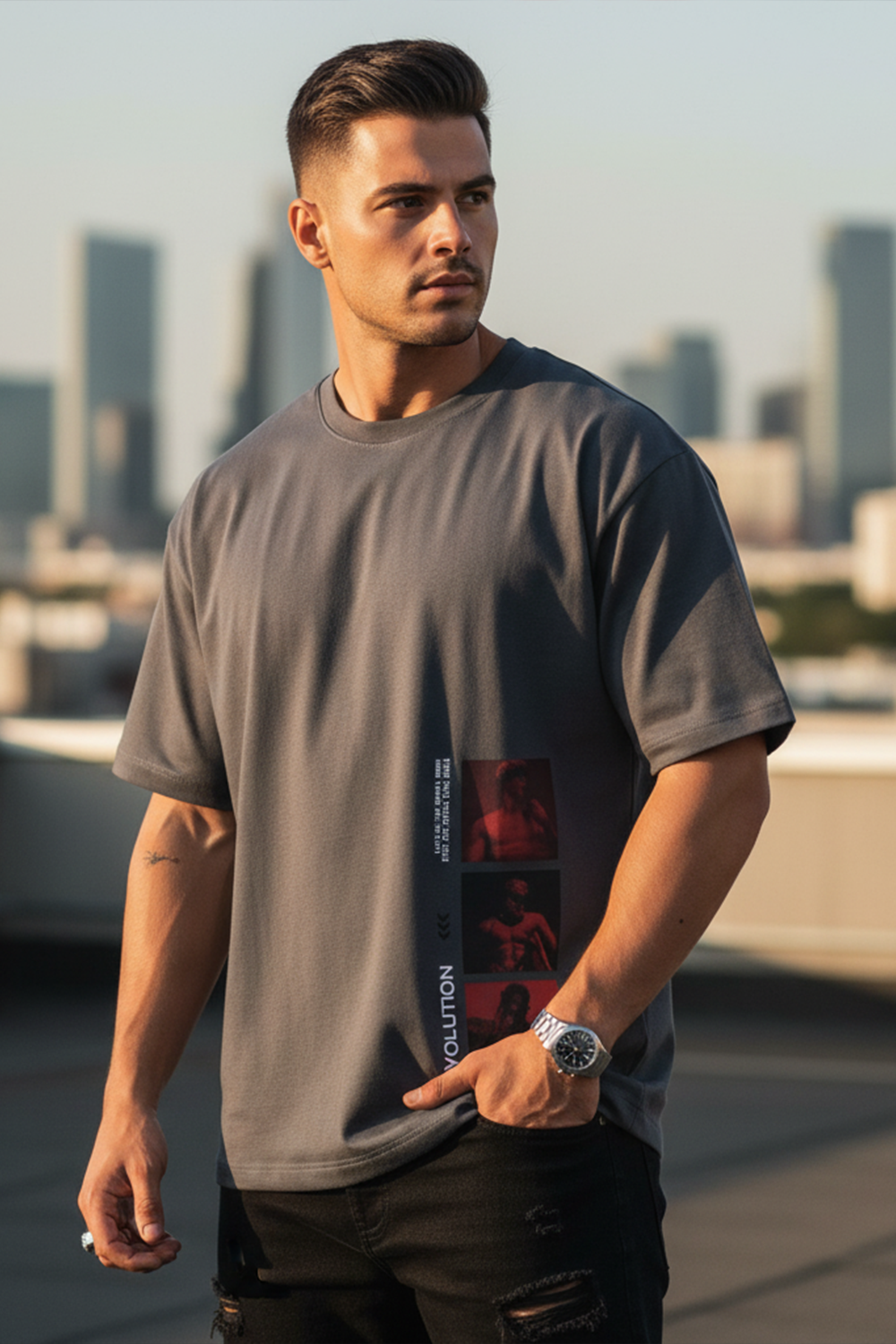 Side Graphic Streetwear Oversized Tee