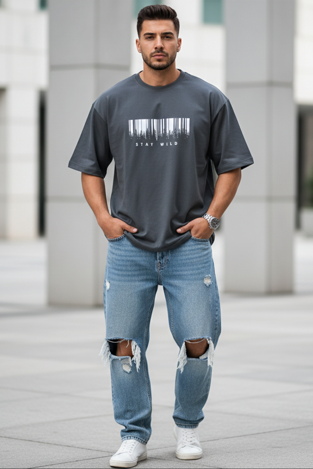 Stay Wild Streetwear Oversized Tee