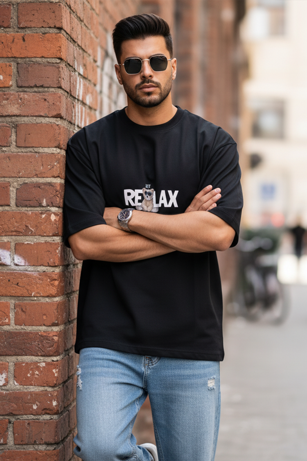 Oversized “Just Relax” Bear Tee