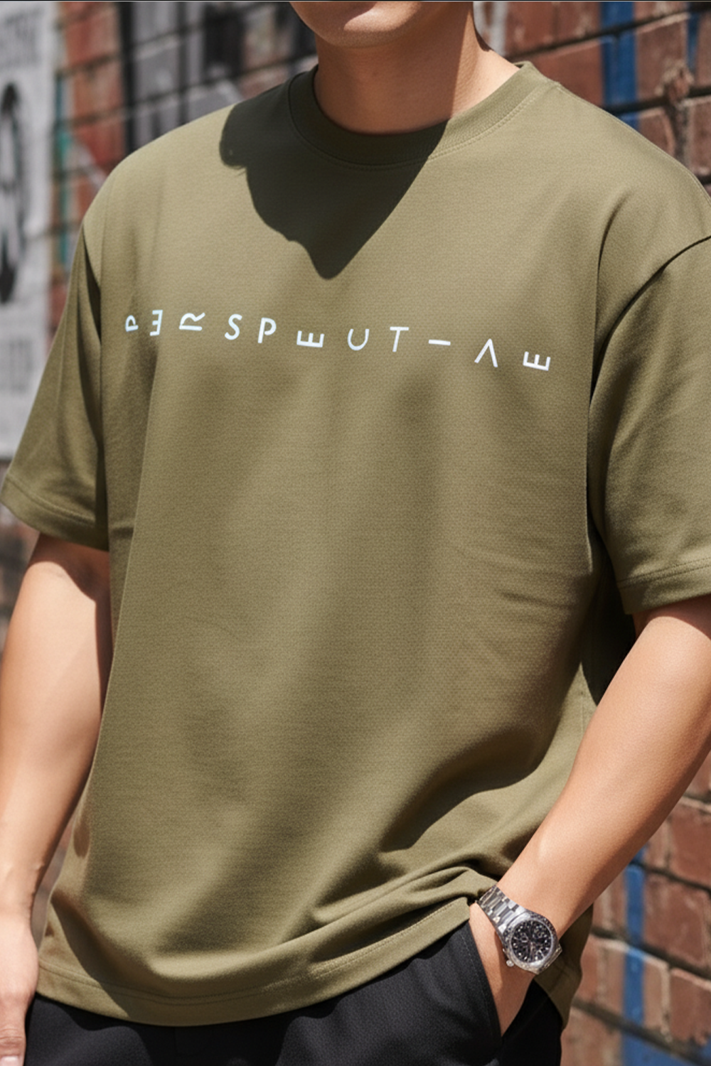 Altered Perspective Graphic Oversized Tee | Olive