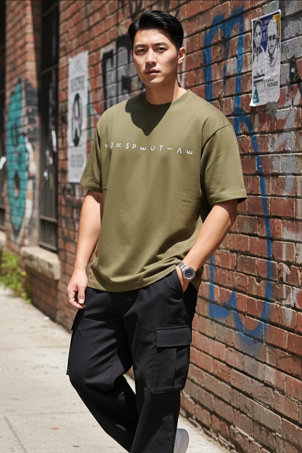 Altered Perspective Graphic Oversized Tee | Olive