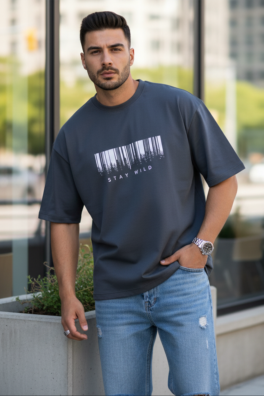 Stay Wild Streetwear Oversized Tee