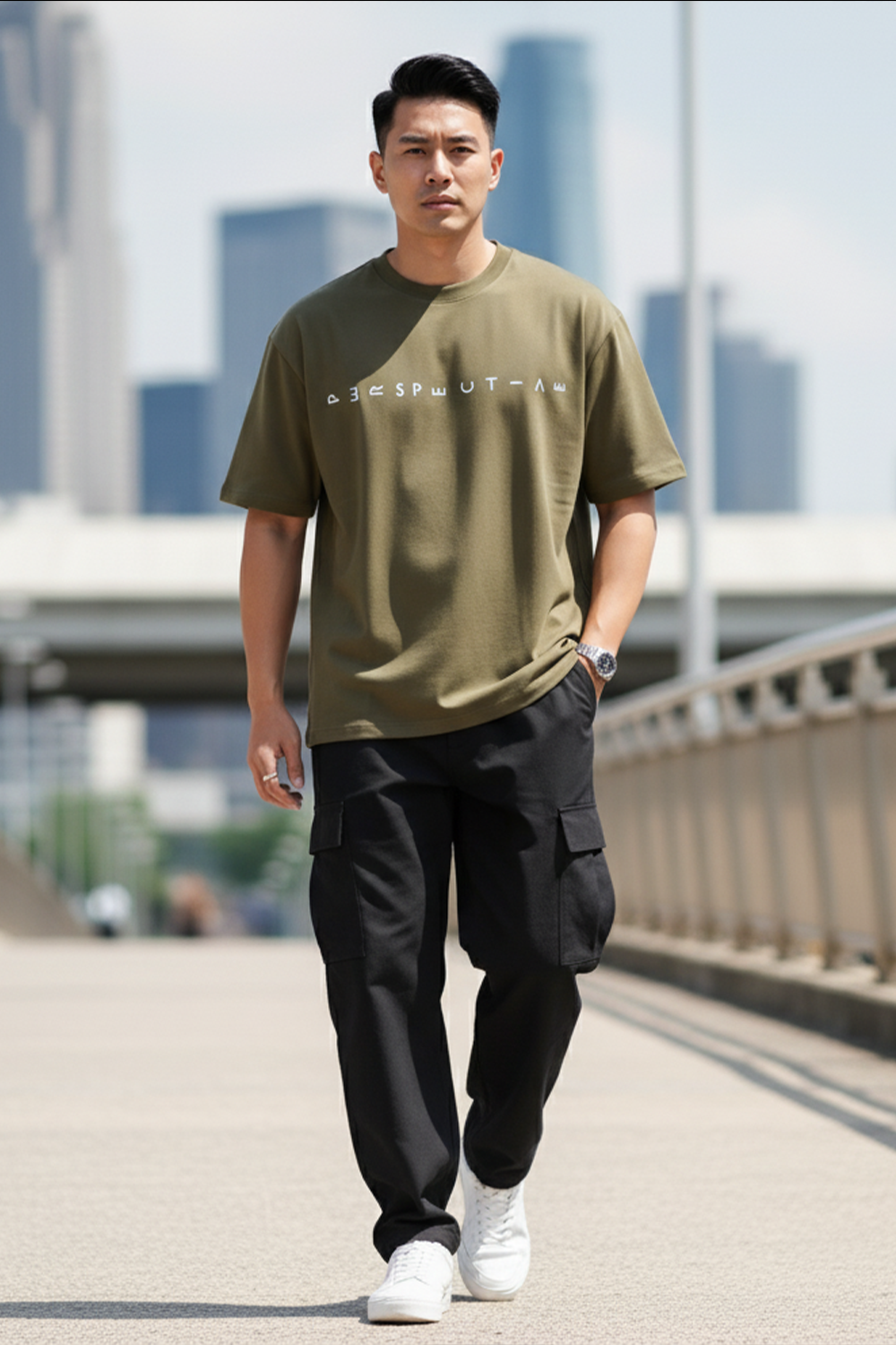 Altered Perspective Graphic Oversized Tee | Olive