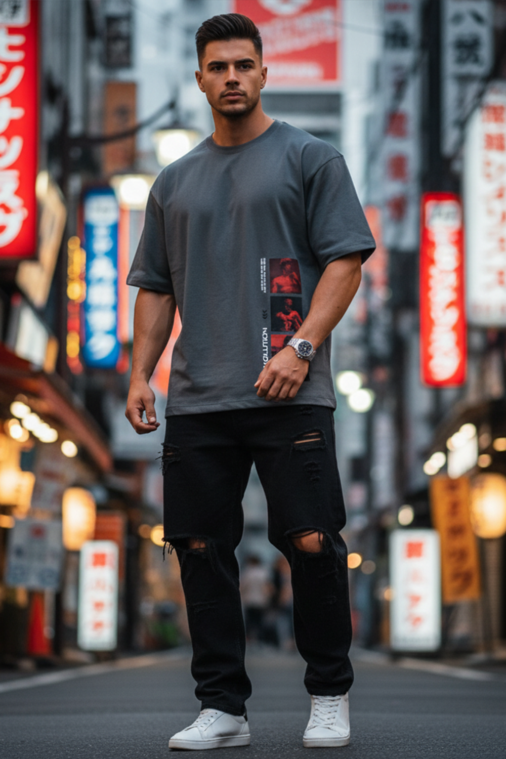 Side Graphic Streetwear Oversized Tee