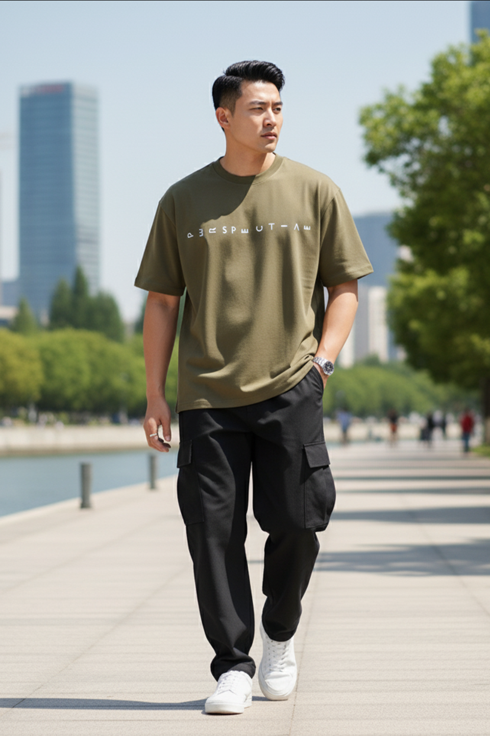 Altered Perspective Graphic Oversized Tee | Olive
