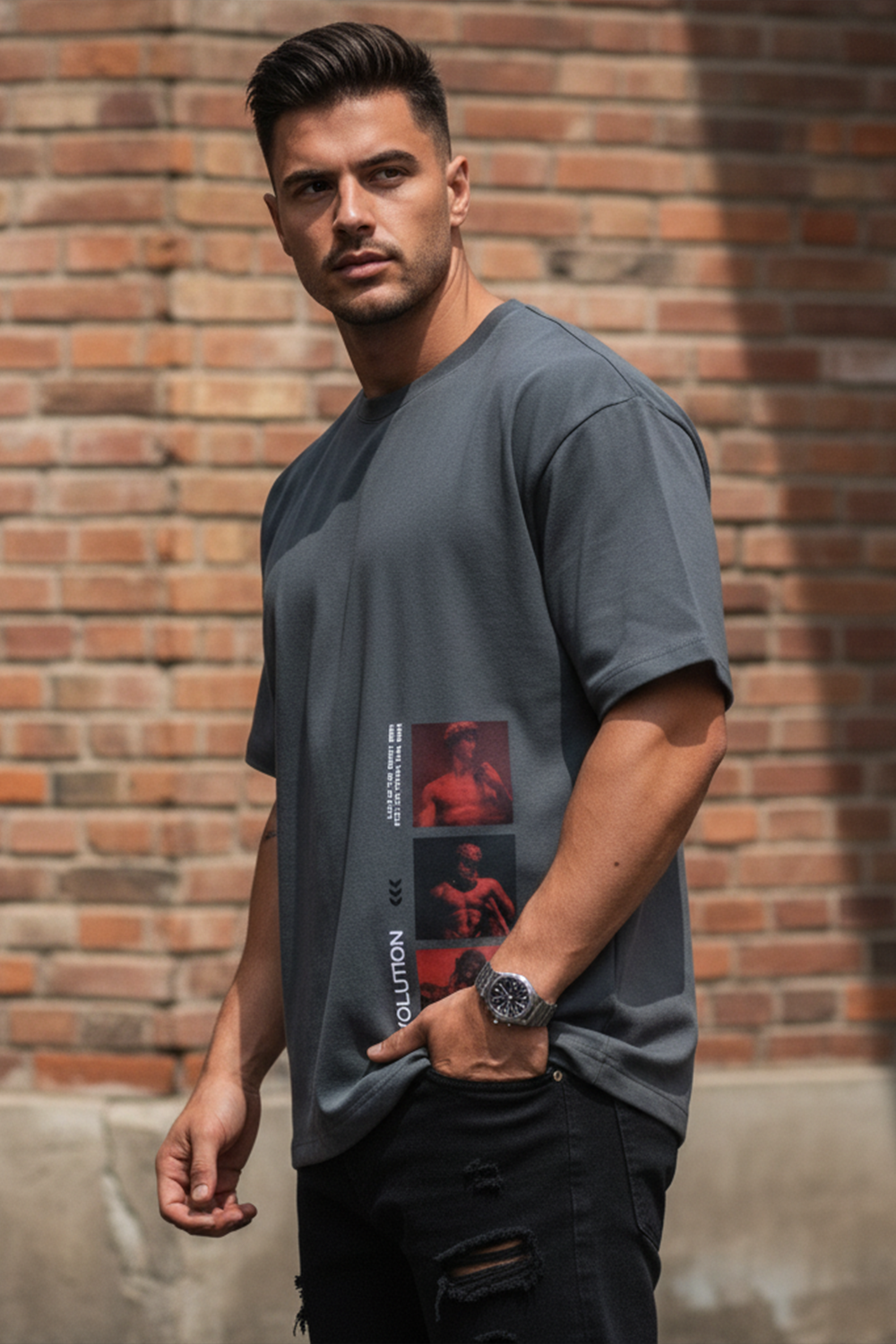 Side Graphic Streetwear Oversized Tee
