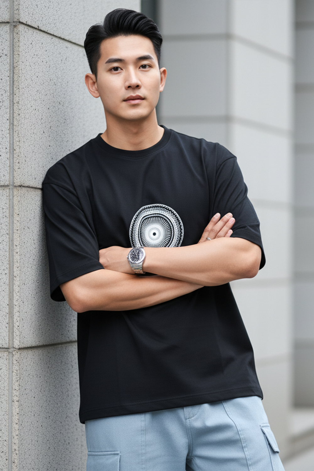 Mandala Mode – Black Oversized Tee